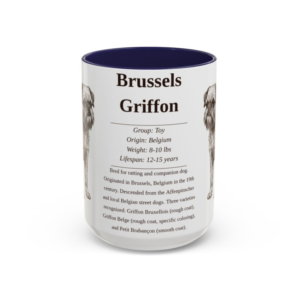 15oz Brussels Griffon Mug, Navy, front view