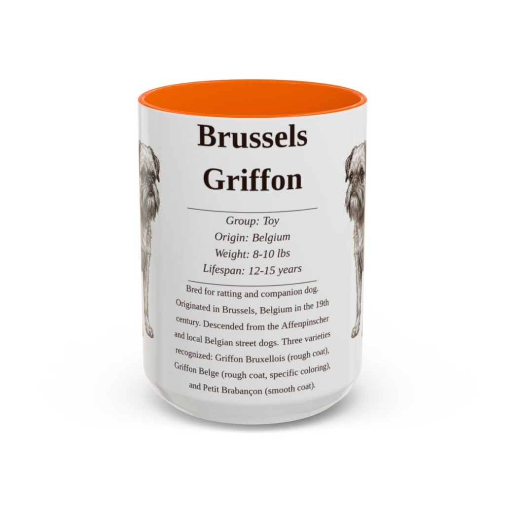15oz Brussels Griffon Mug, Orange, front view
