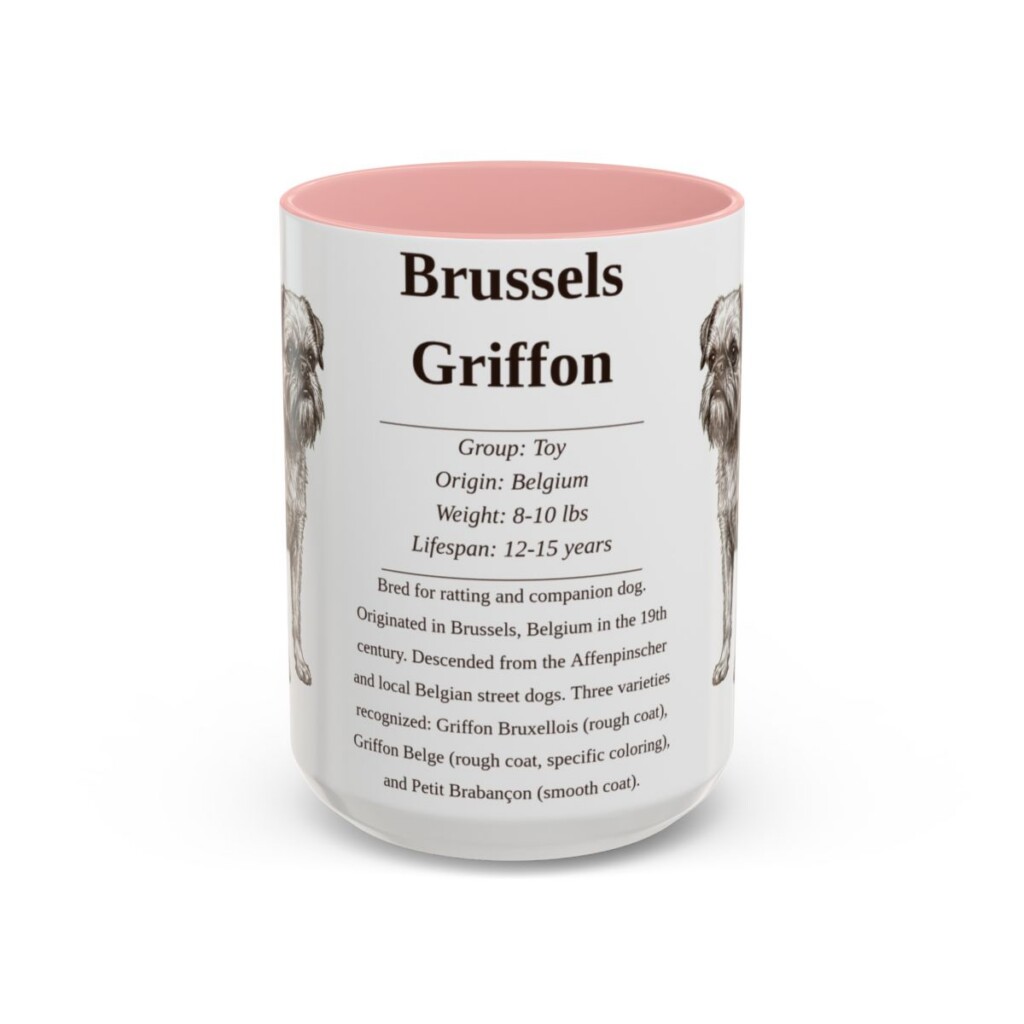 15oz Brussels Griffon Mug, Pink, front view