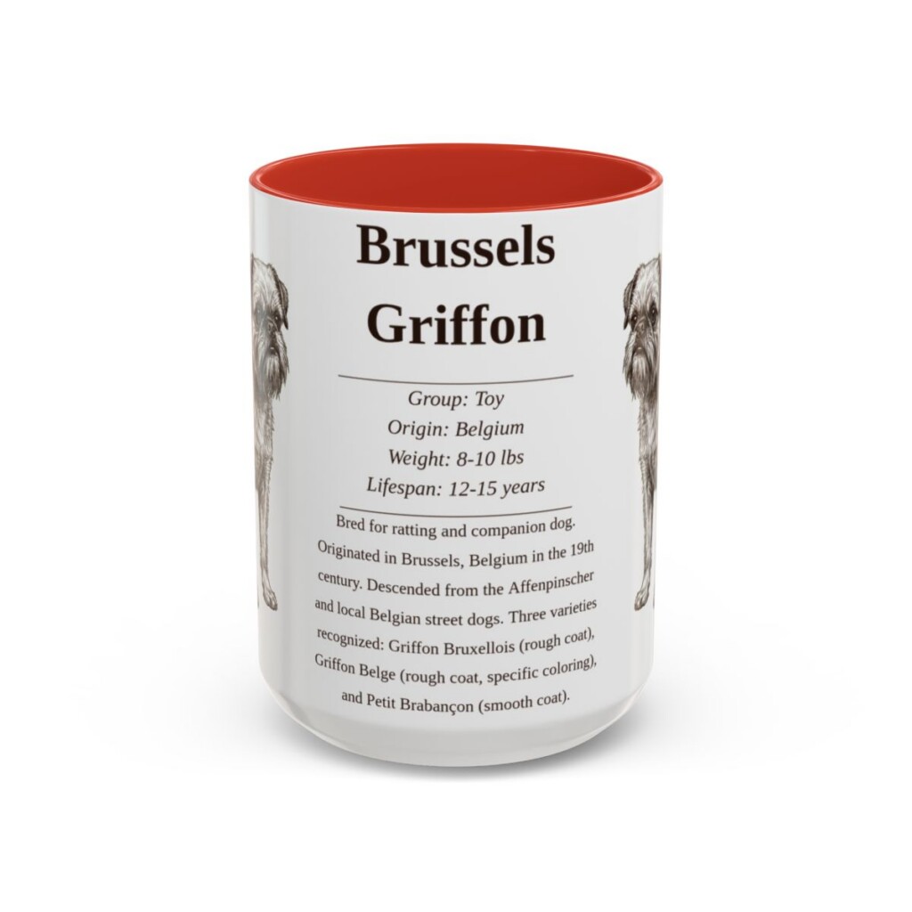 15oz Brussels Griffon Mug, Red, front view
