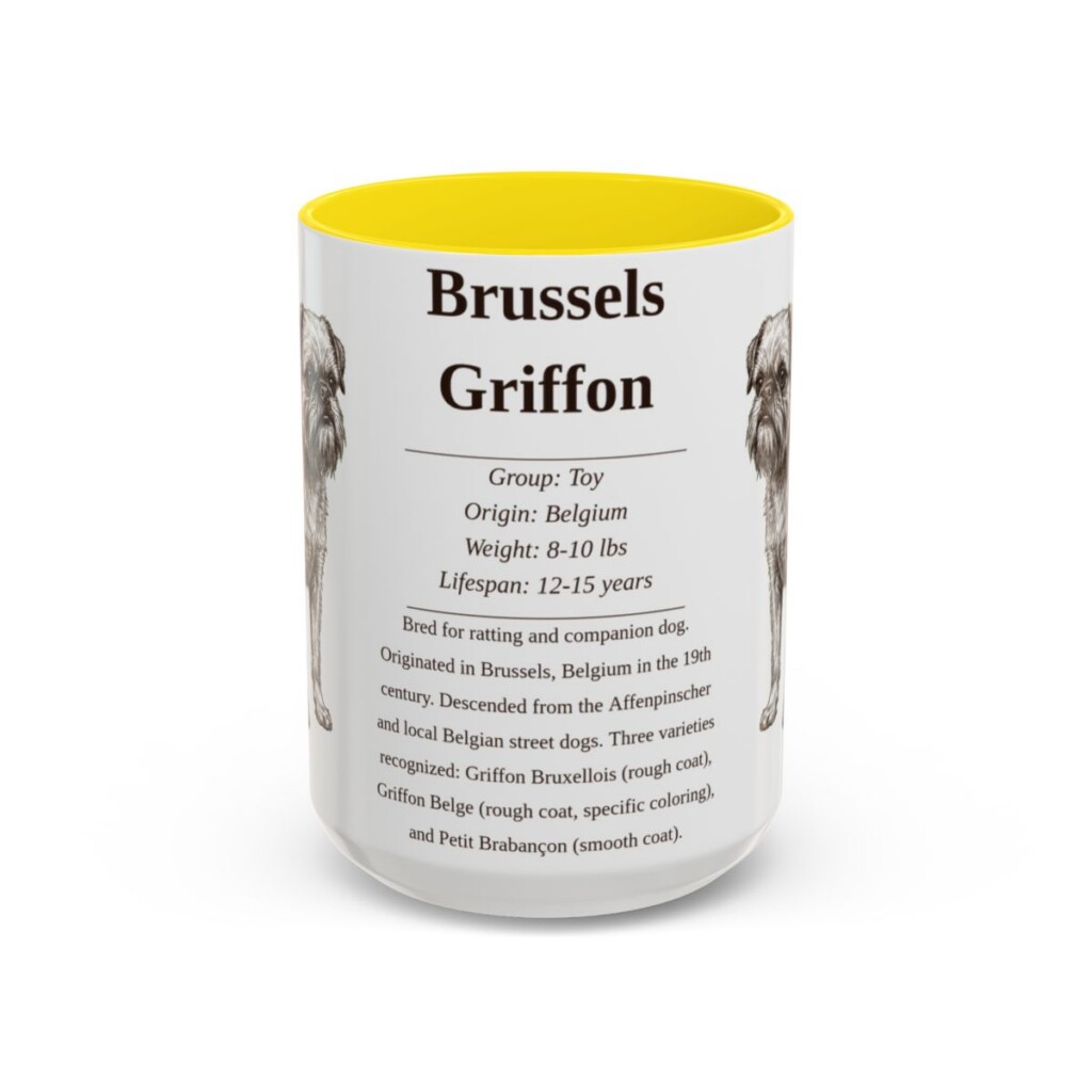 15oz Brussels Griffon Mug, Yellow, front view