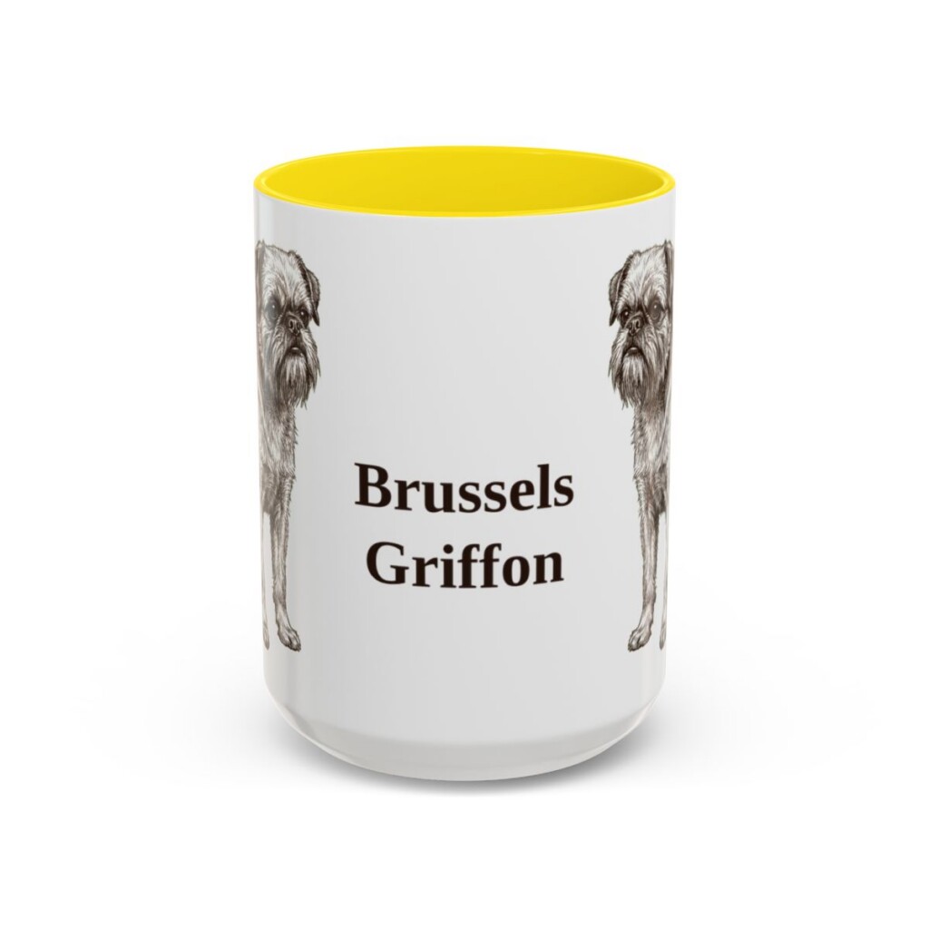 15oz Brussels Griffon Mug, Yellow, front view