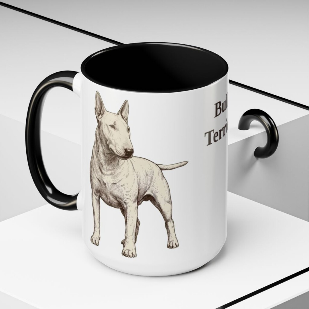 15oz Bull Terrier Mug, Black, lifestyle photo