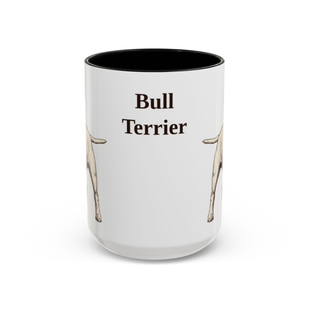 15oz Bull Terrier Mug, Black, front view