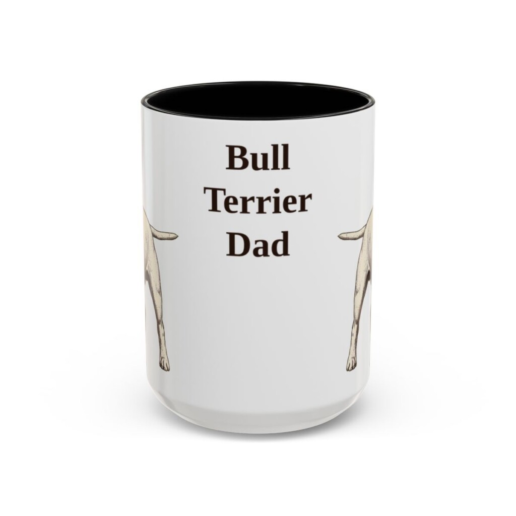 15oz Bull Terrier Dog Dad Mug, Black, front view