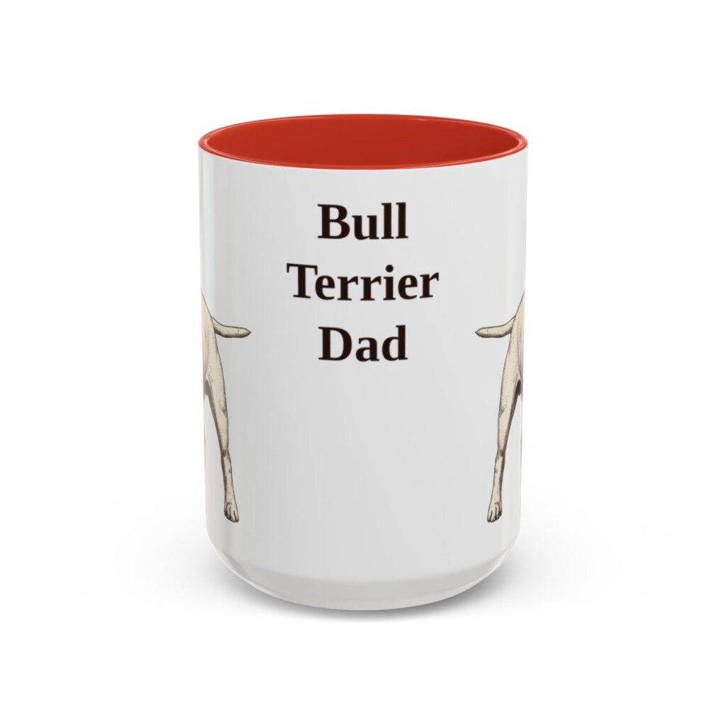 15oz Bull Terrier Dog Dad Mug, Red, front view
