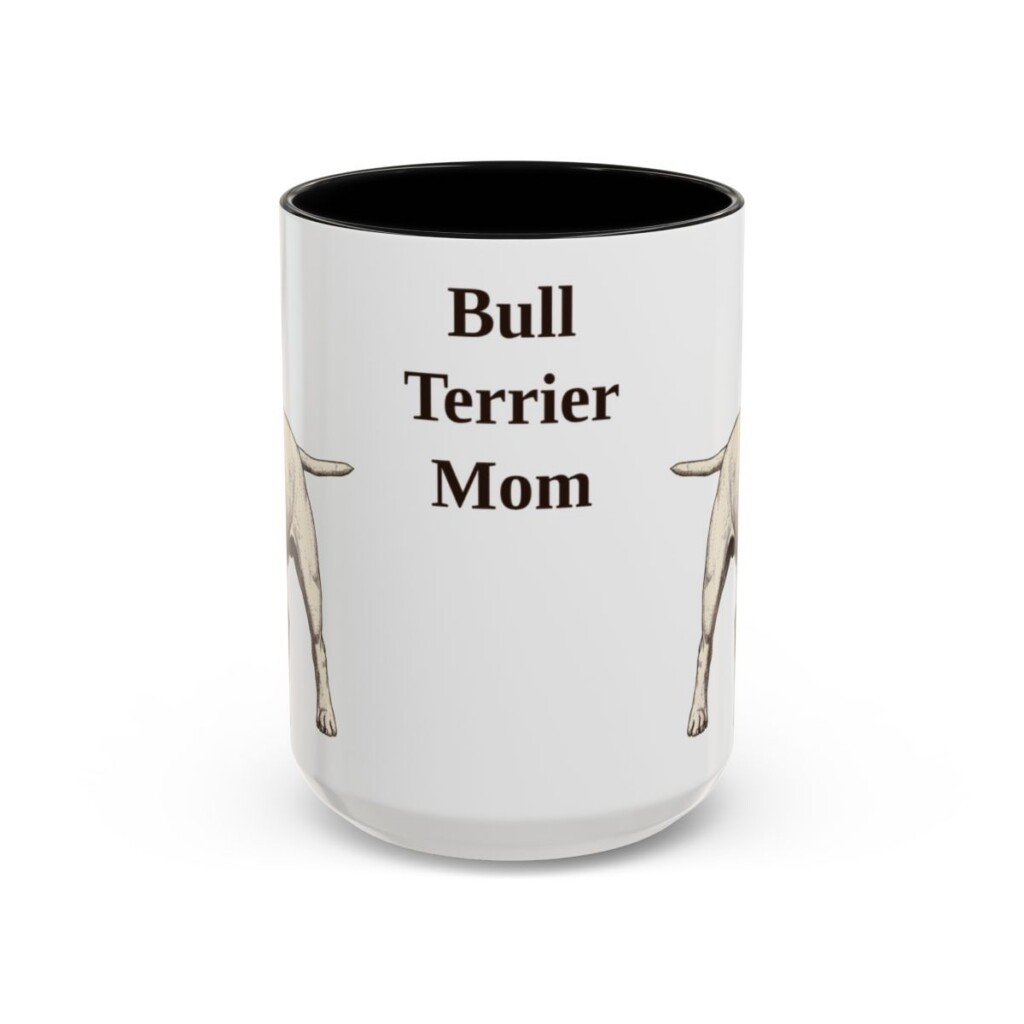 15oz Bull Terrier Dog Mom Mug, Black, front view