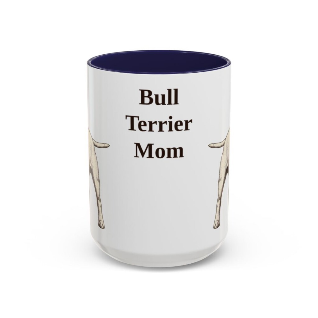 15oz Bull Terrier Dog Mom Mug, Navy, front view