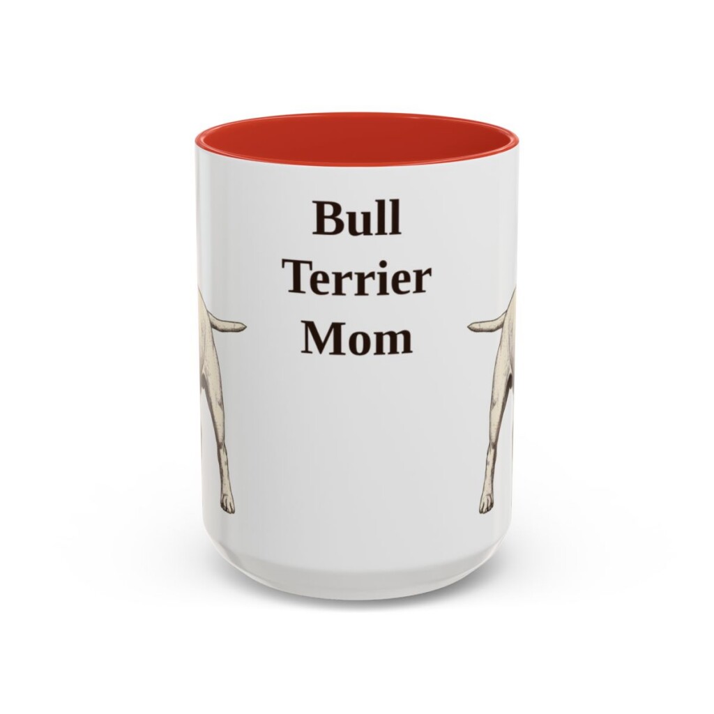15oz Bull Terrier Dog Mom Mug, Red, front view