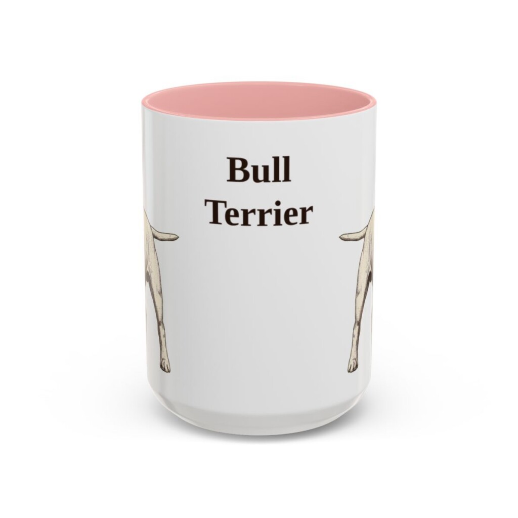 15oz Bull Terrier Mug, Pink, front view