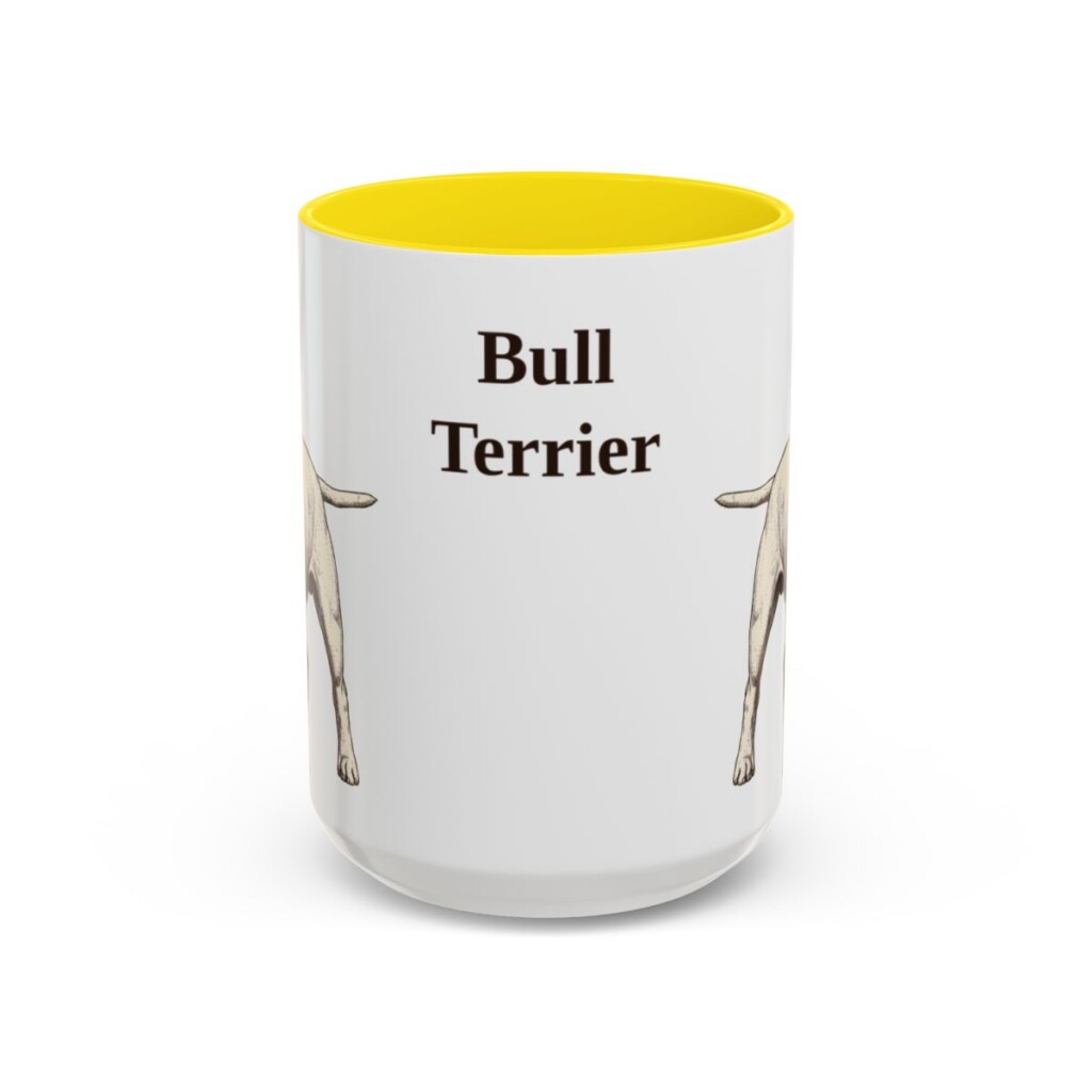 15oz Bull Terrier Mug, Yellow, front view