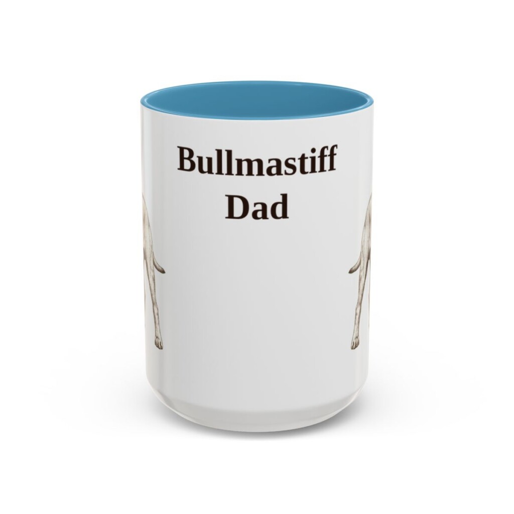 15oz Bullmastiff Dog Dad Mug, Light Blue, front view