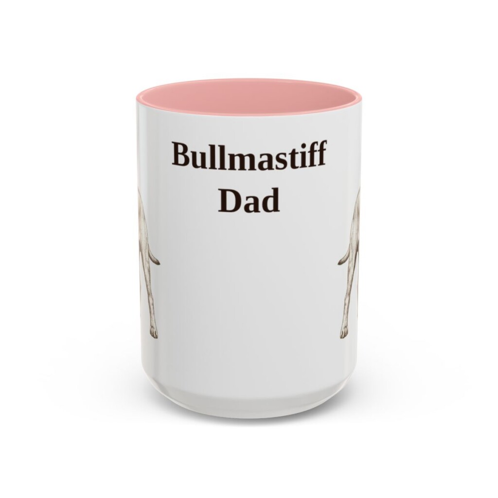 15oz Bullmastiff Dog Dad Mug, Pink, front view