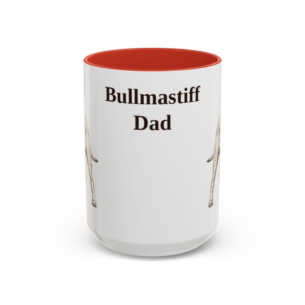15oz Bullmastiff Dog Dad Mug, Red, front view