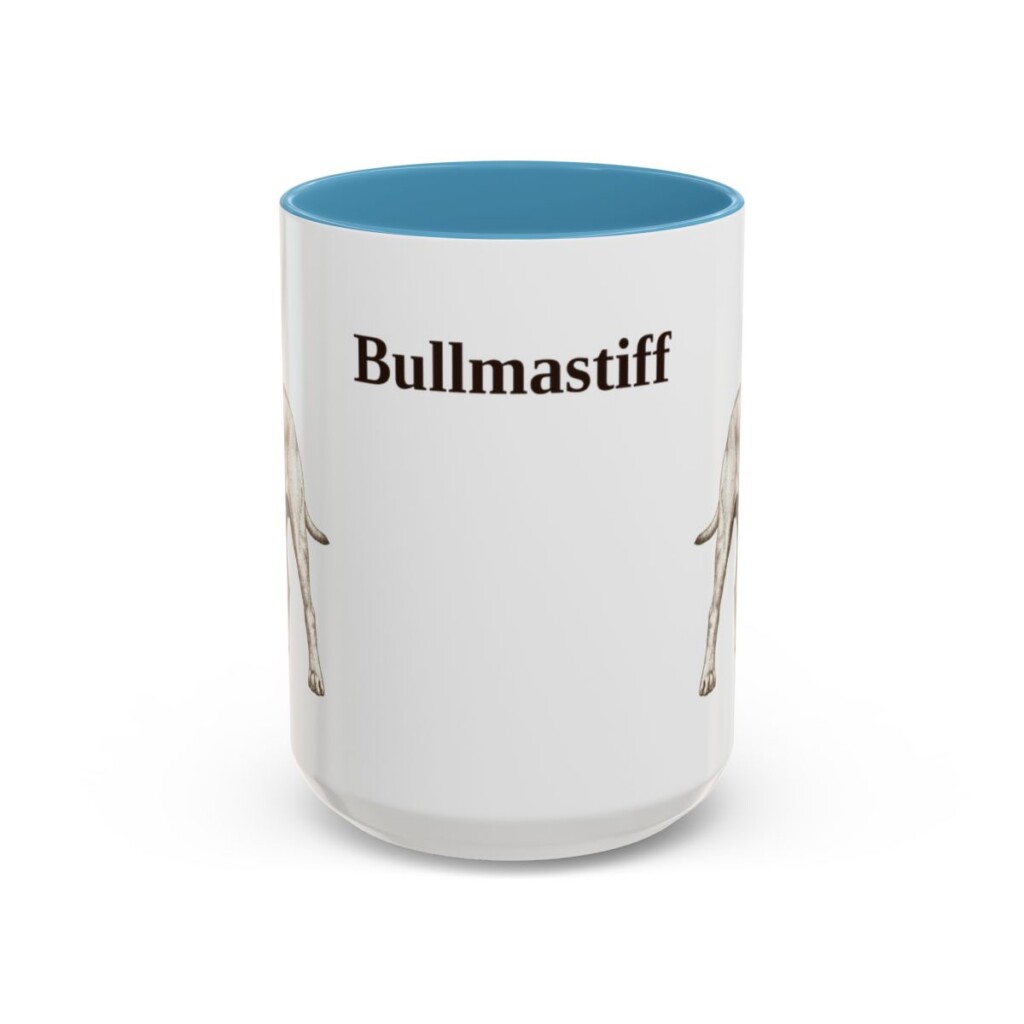 15oz Bullmastiff Mug, Light Blue, front view