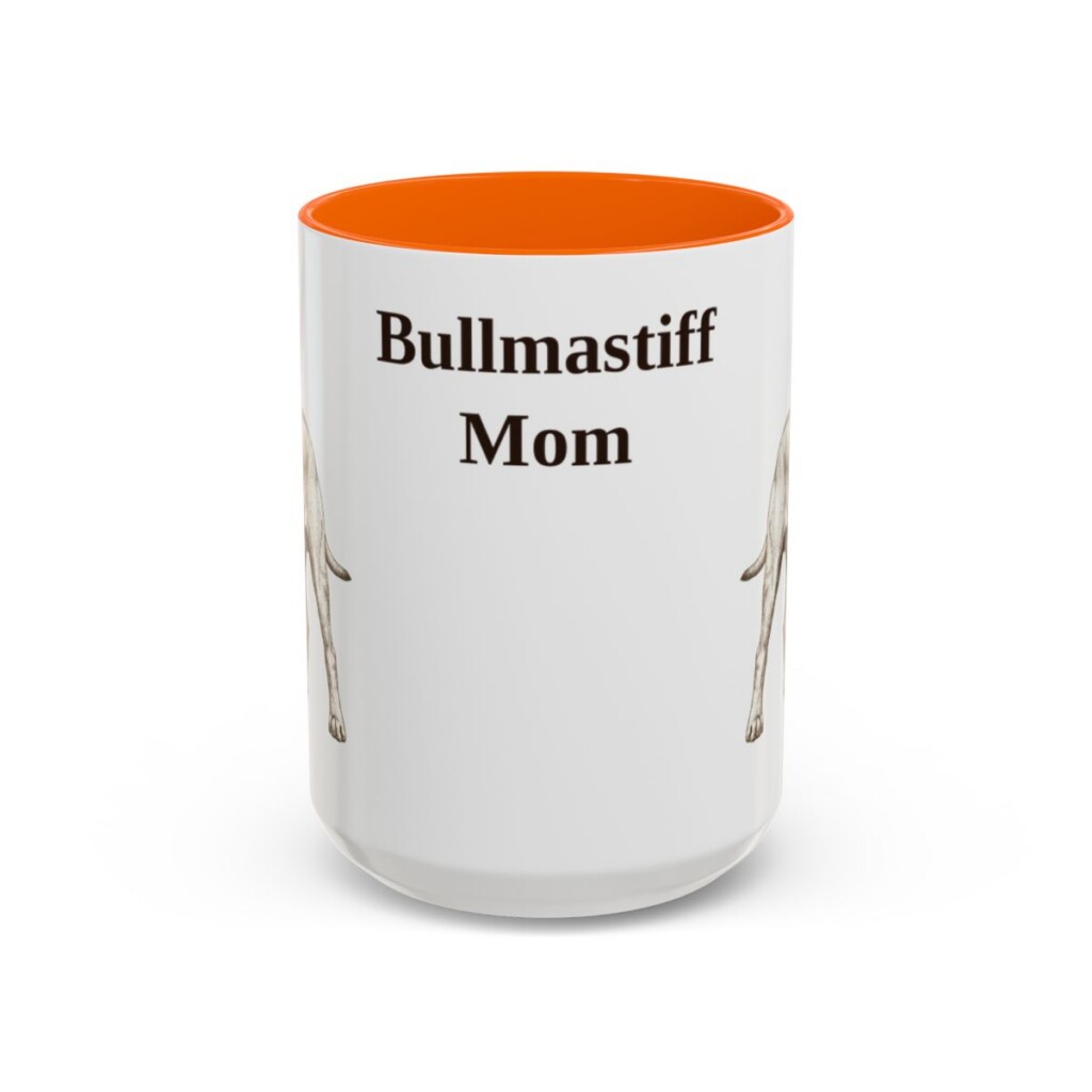15oz-bullmastiff-mug-mom-orange 15oz Bullmastiff Dog Mom Mug, Orange, front view