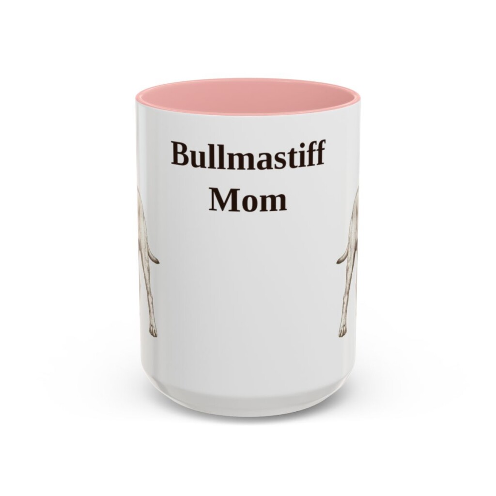 15oz-bullmastiff-mug-mom-pink 15oz Bullmastiff Dog Mom Mug, Pink, front view