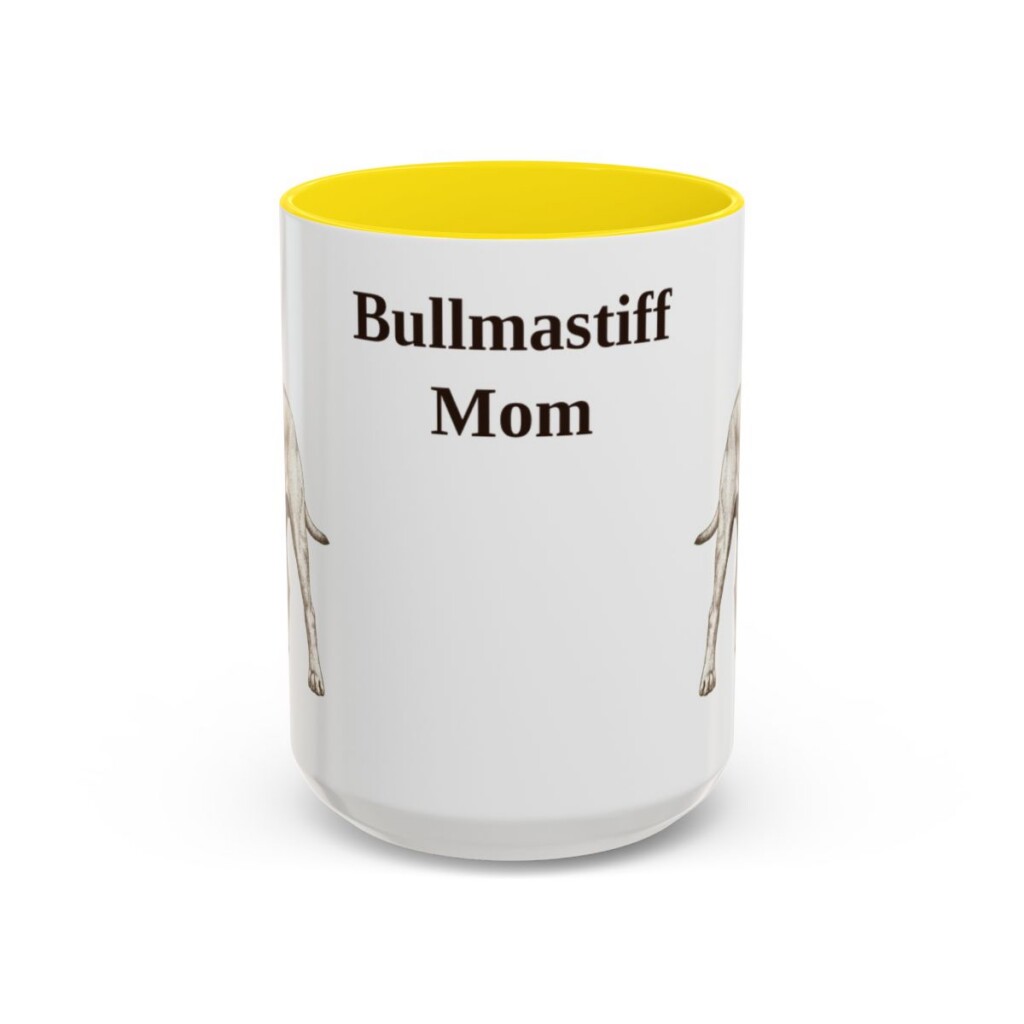15oz-bullmastiff-mug-mom-yellow 15oz Bullmastiff Dog Mom Mug, Yellow, front view
