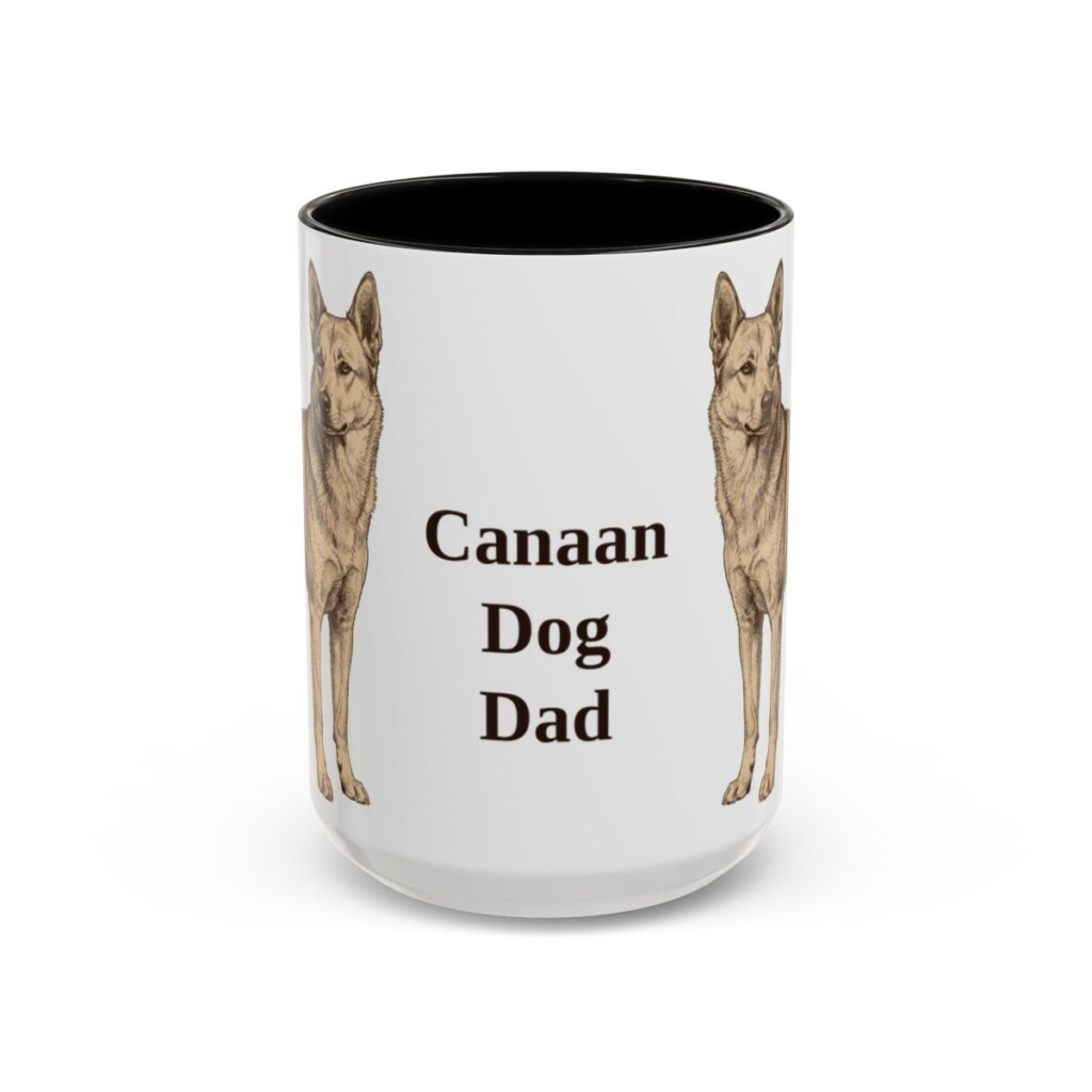 15oz-canaan-dog-mug-dad-black-front 15oz Canaan Dog Dog Dad Mug, Black, front view