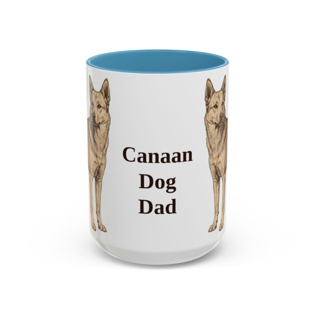 15oz-canaan-dog-mug-dad-light-blue 15oz Canaan Dog Dog Dad Mug, Light Blue, front view
