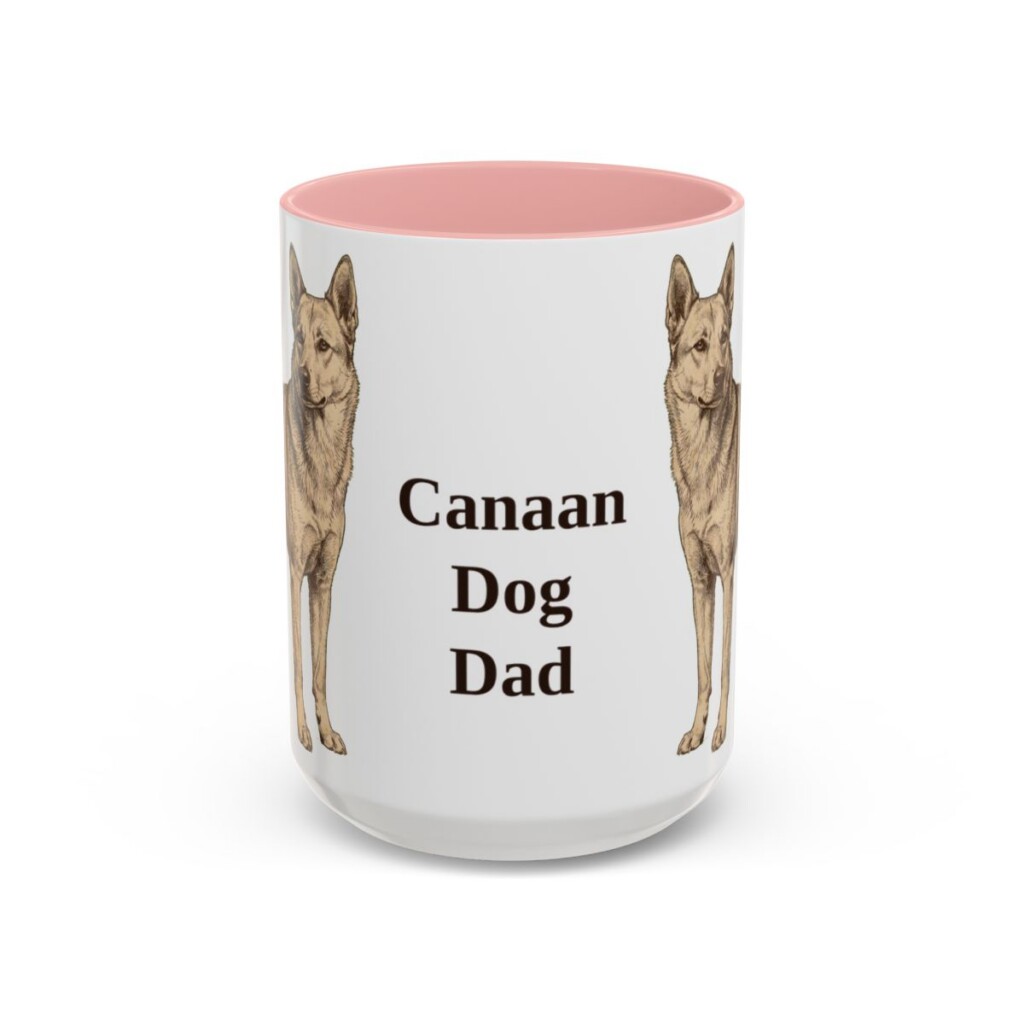 15oz-canaan-dog-mug-dad-pink 15oz Canaan Dog Dog Dad Mug, Pink, front view