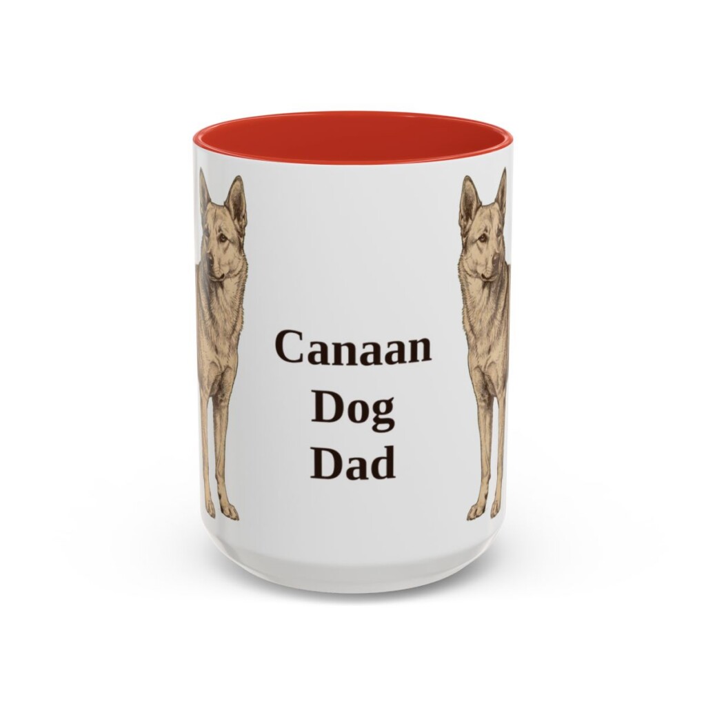 15oz-canaan-dog-mug-dad-red 15oz Canaan Dog Dog Dad Mug, Red, front view