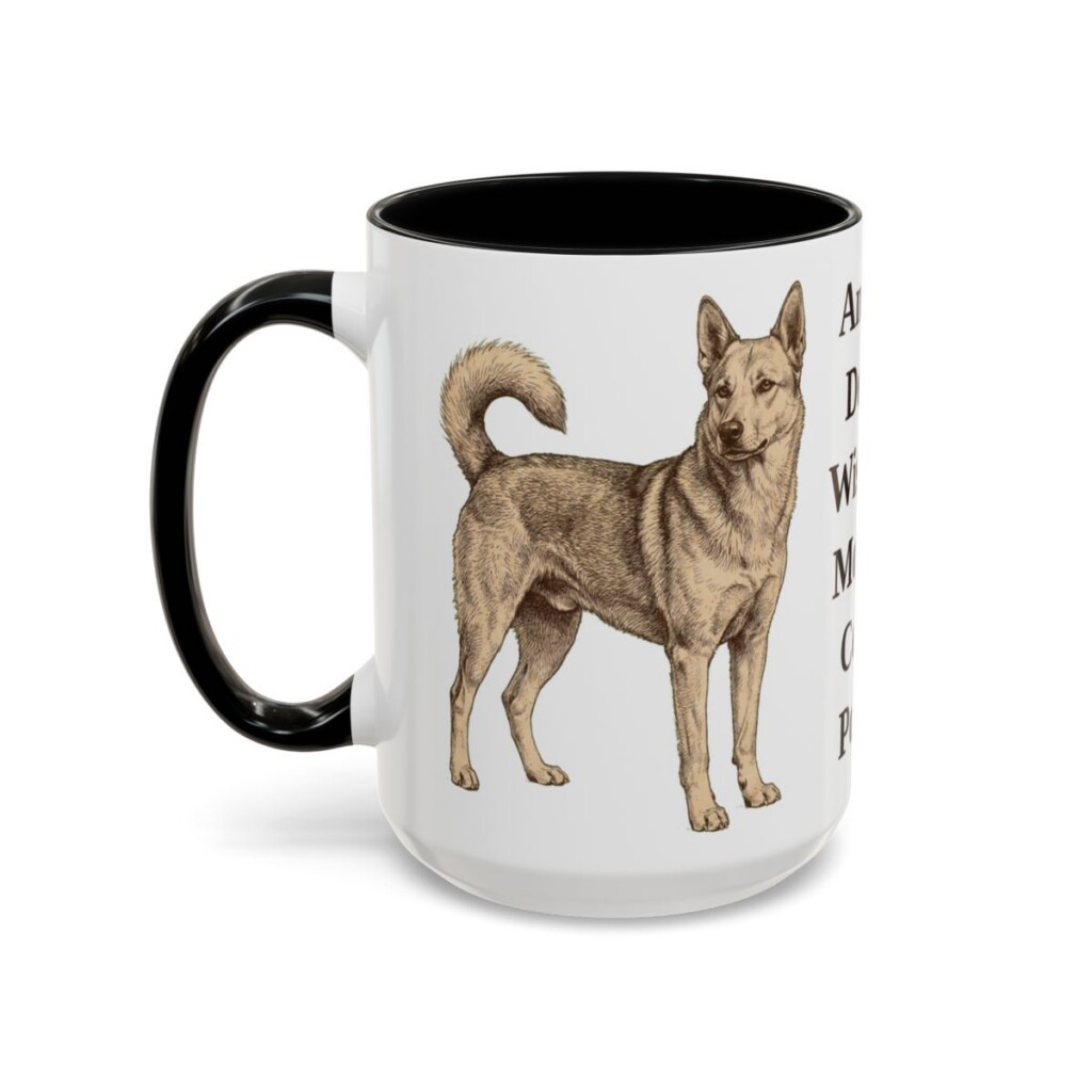 15oz Funny Canaan Dog Mug, Black, left side view
