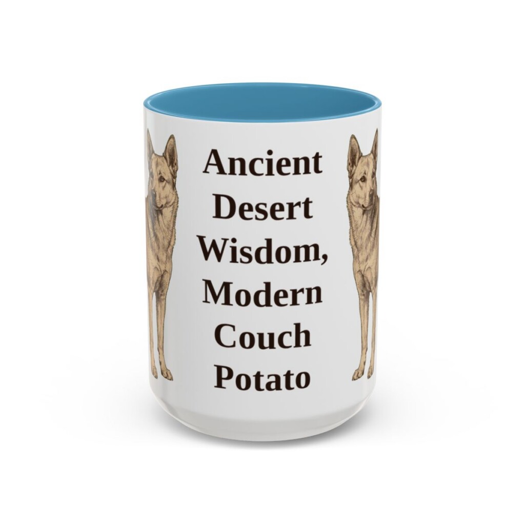 15oz Funny Canaan Dog Mug, Light Blue, front view