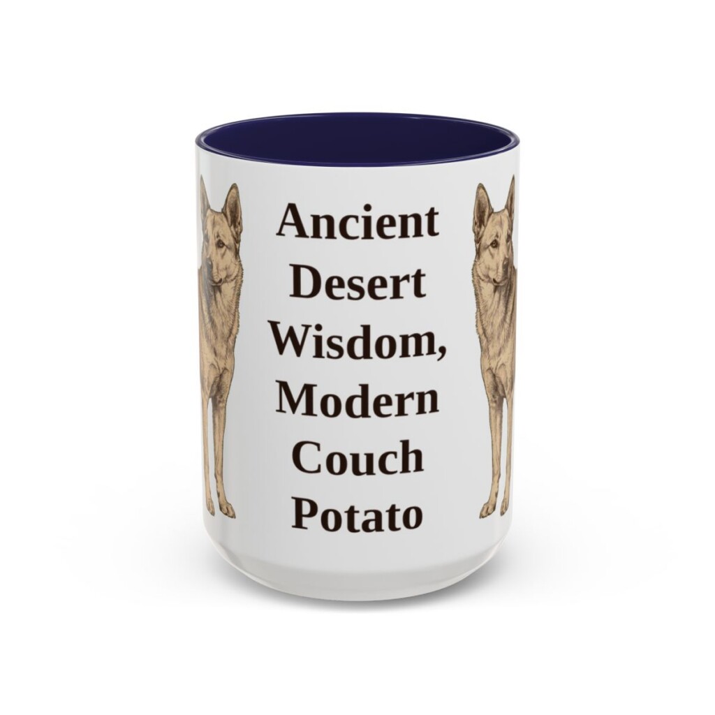 15oz Funny Canaan Dog Mug, Navy, front view