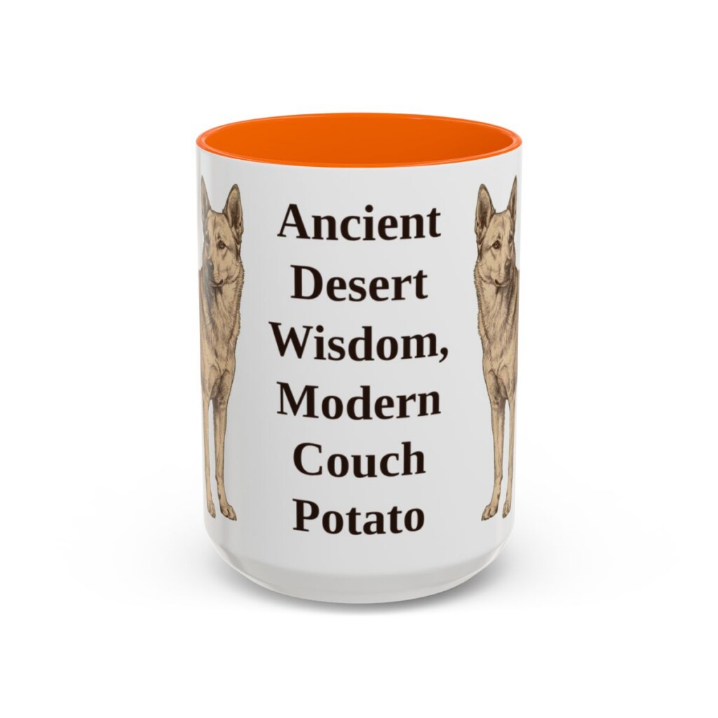 15oz Funny Canaan Dog Mug, Orange, front view