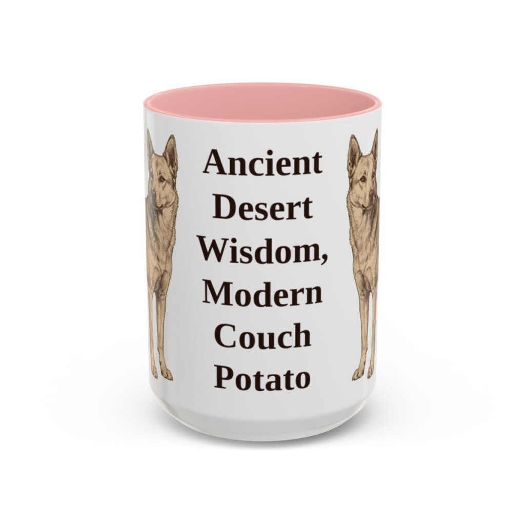 15oz Funny Canaan Dog Mug, Pink, front view