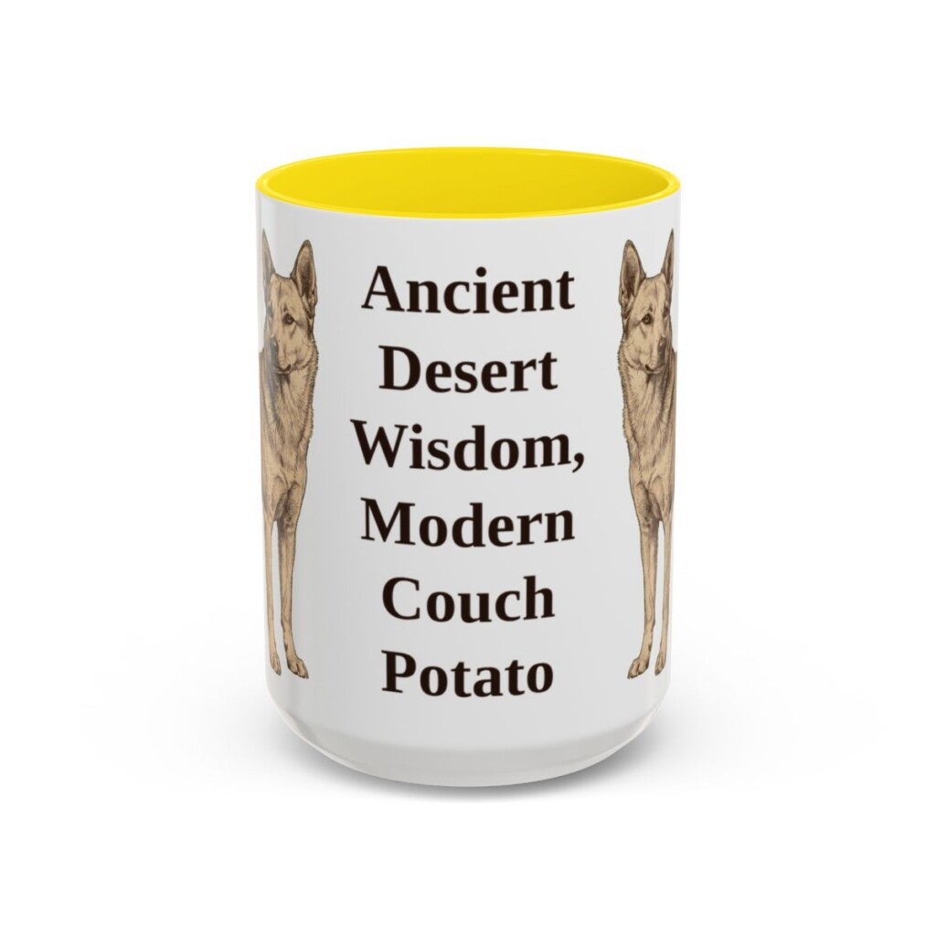15oz Funny Canaan Dog Mug, Yellow, front view
