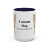 15oz Canaan Dog Latin Mug, Navy, front view
