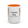 15oz Canaan Dog Latin Mug, Orange, front view