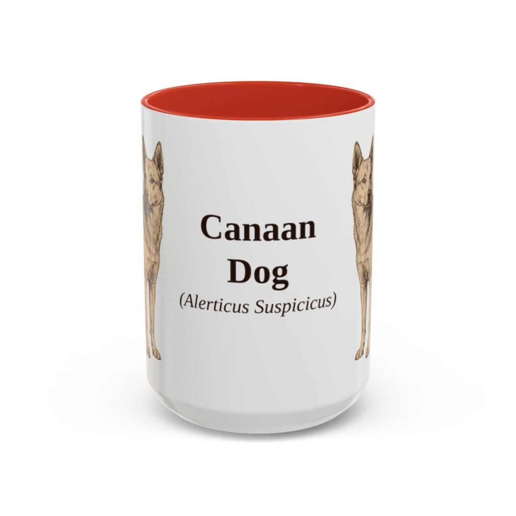 15oz Canaan Dog Latin Mug, Red, front view