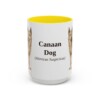 15oz Canaan Dog Latin Mug, Yellow, front view