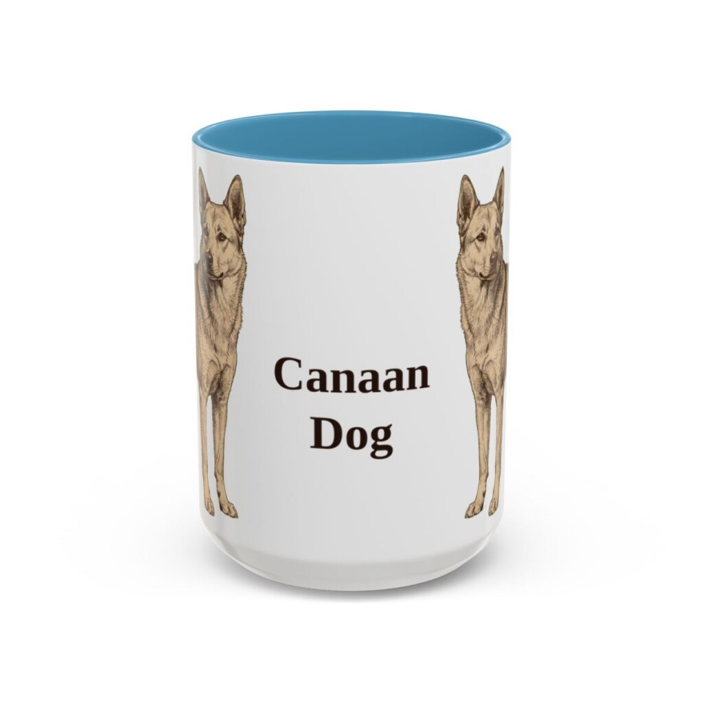 15oz Canaan Dog Mug, Light Blue, front view