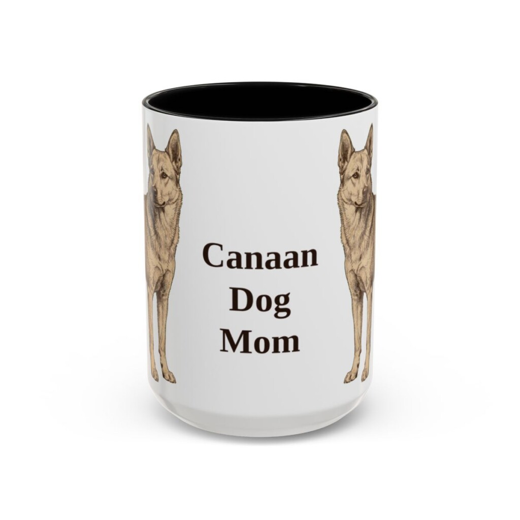 15oz-canaan-dog-mug-mom-black-front 15oz Canaan Dog Dog Mom Mug, Black, front view