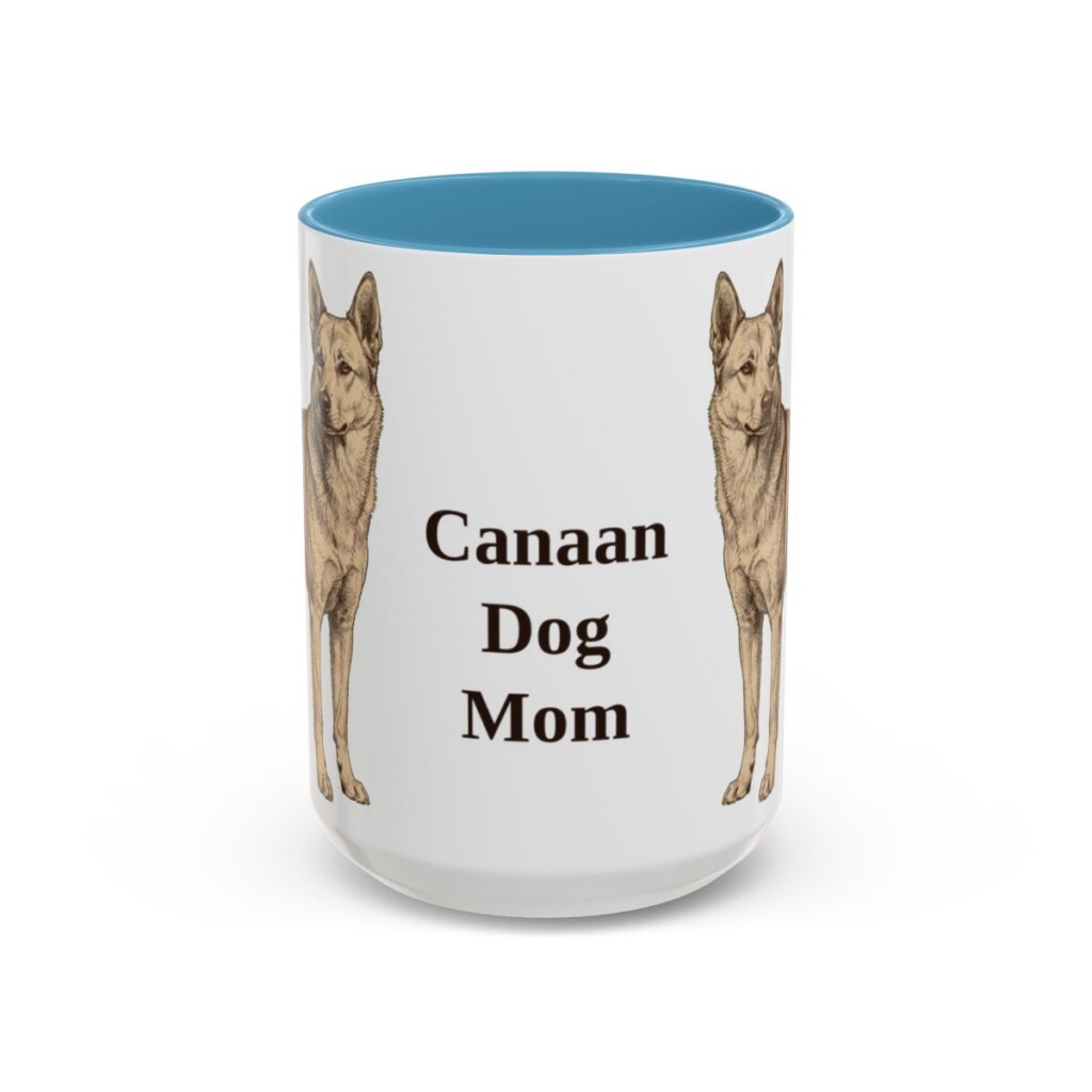 15oz-canaan-dog-mug-mom-light-blue 15oz Canaan Dog Dog Mom Mug, Light Blue, front view