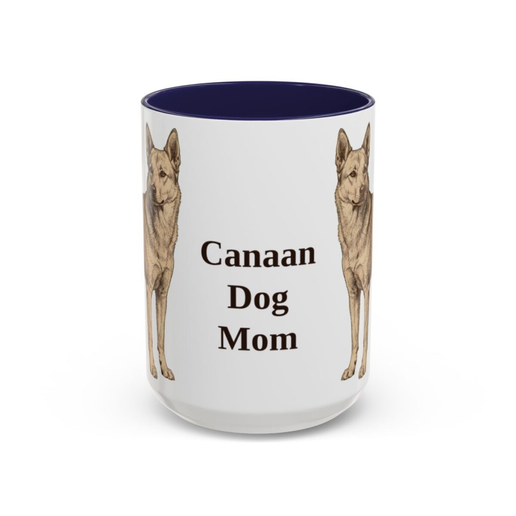 15oz-canaan-dog-mug-mom-navy 15oz Canaan Dog Dog Mom Mug, Navy, front view