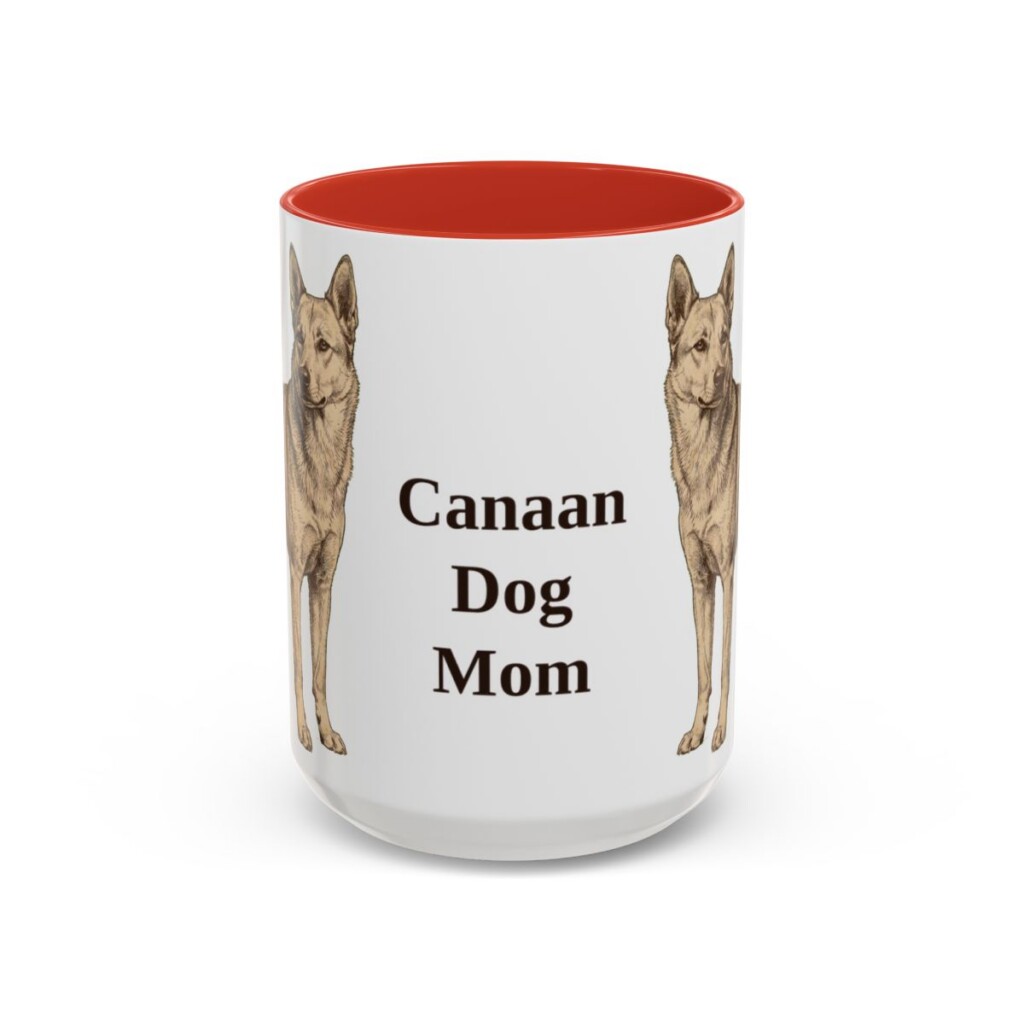 15oz-canaan-dog-mug-mom-red 15oz Canaan Dog Dog Mom Mug, Red, front view