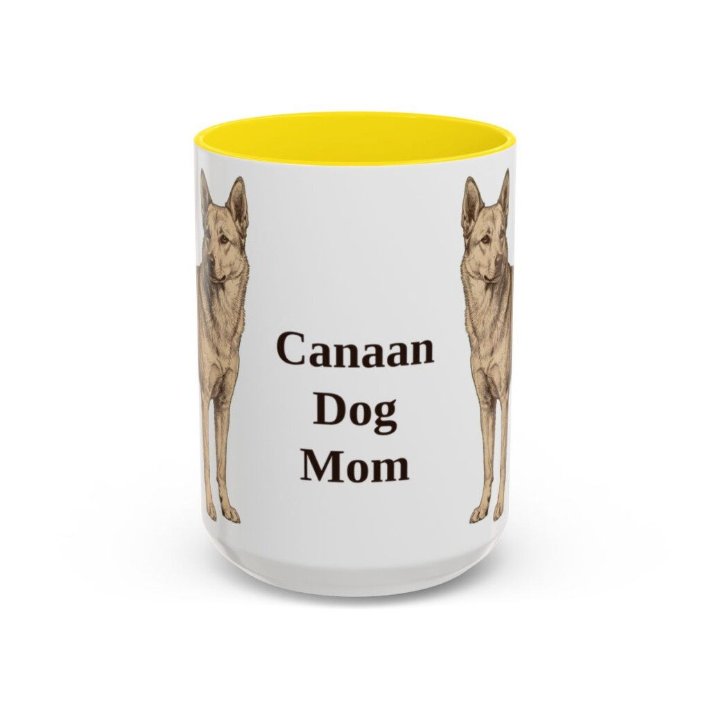 15oz-canaan-dog-mug-mom-yellow 15oz Canaan Dog Dog Mom Mug, Yellow, front view