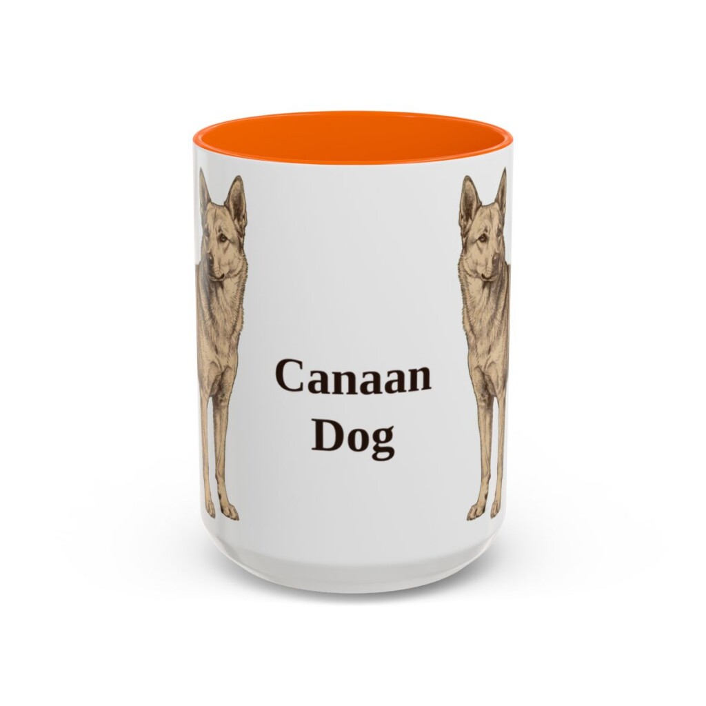 15oz Canaan Dog Mug, Orange, front view
