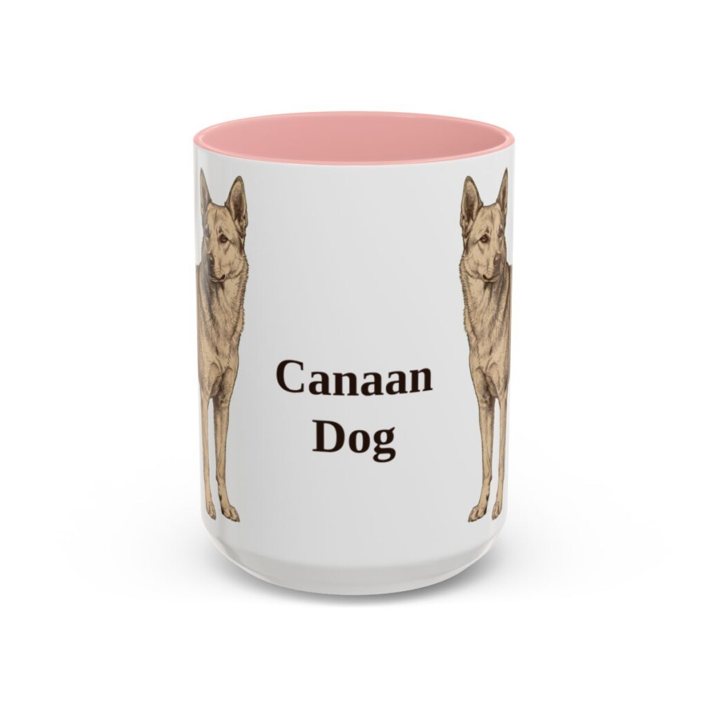 15oz Canaan Dog Mug, Pink, front view
