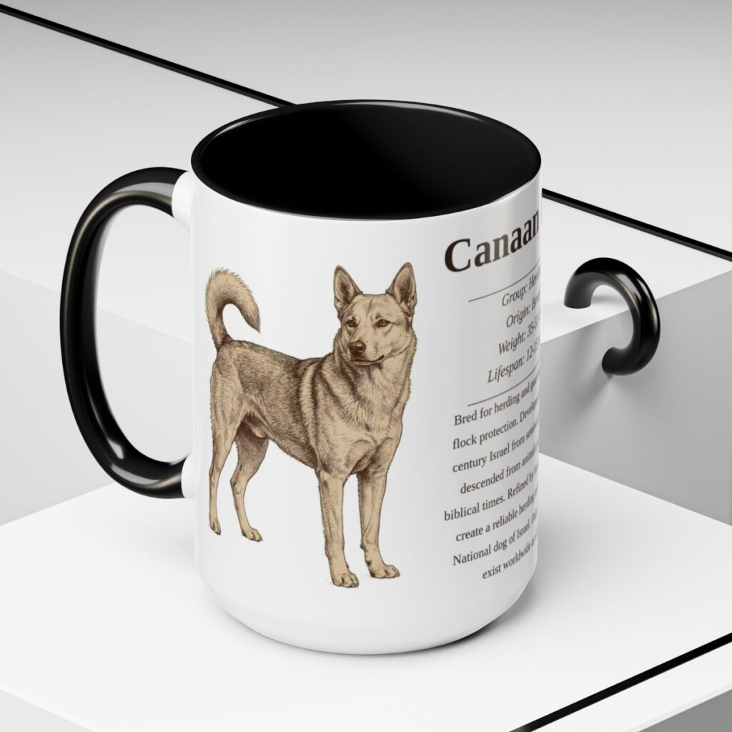 15oz-canaan-dog-mug-writeup-black-context-2 15oz Canaan Dog Mug, Black, lifestyle photo