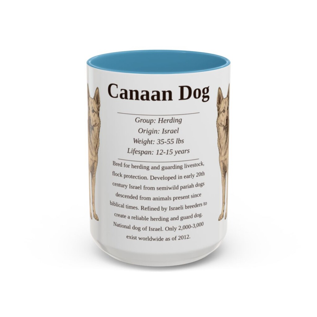 15oz-canaan-dog-mug-writeup-light-blue 15oz Canaan Dog Mug, Light Blue, front view