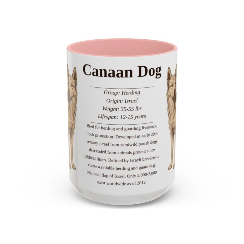 15oz-canaan-dog-mug-writeup-pink 15oz Canaan Dog Mug, Pink, front view