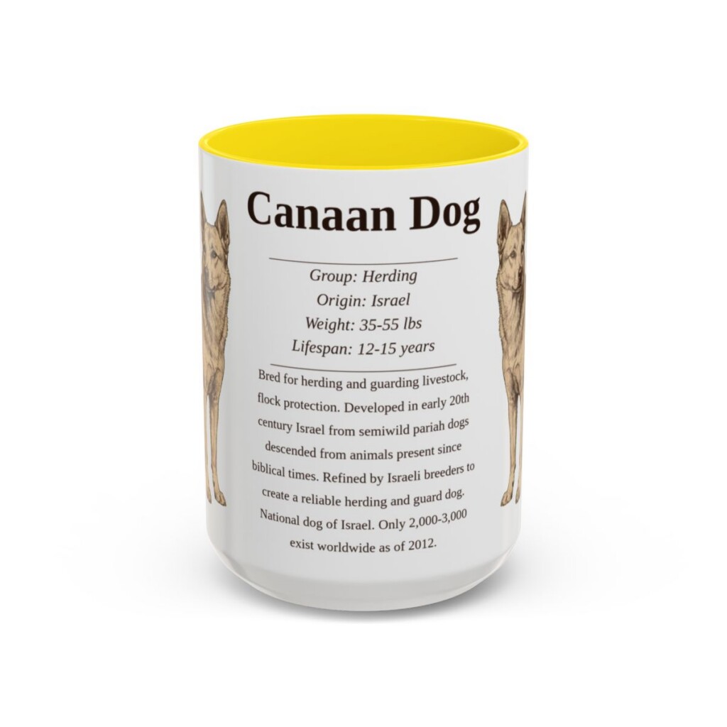 15oz-canaan-dog-mug-writeup-yellow 15oz Canaan Dog Mug, Yellow, front view