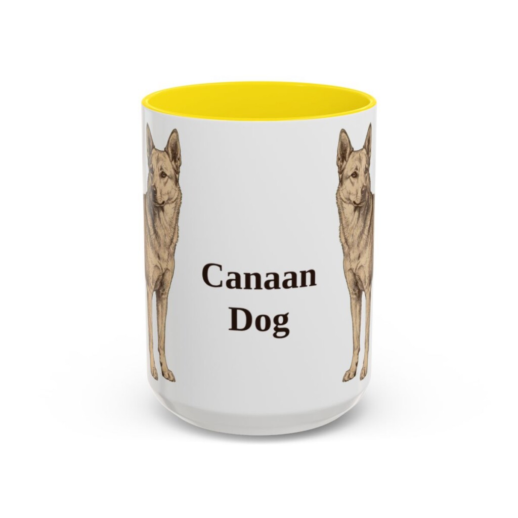 15oz Canaan Dog Mug, Yellow, front view