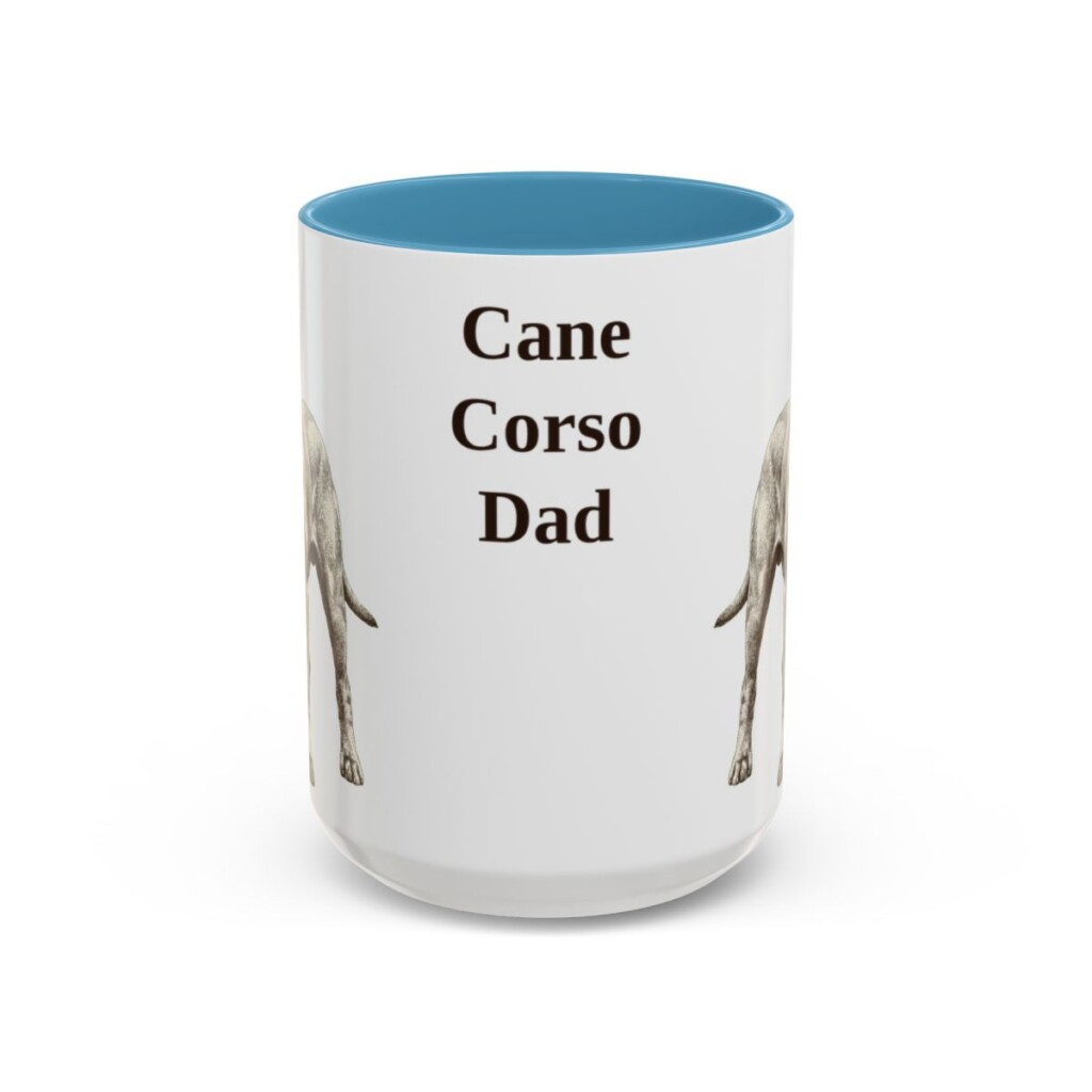 15oz Cane Corso Dog Dad Mug, Light Blue, front view